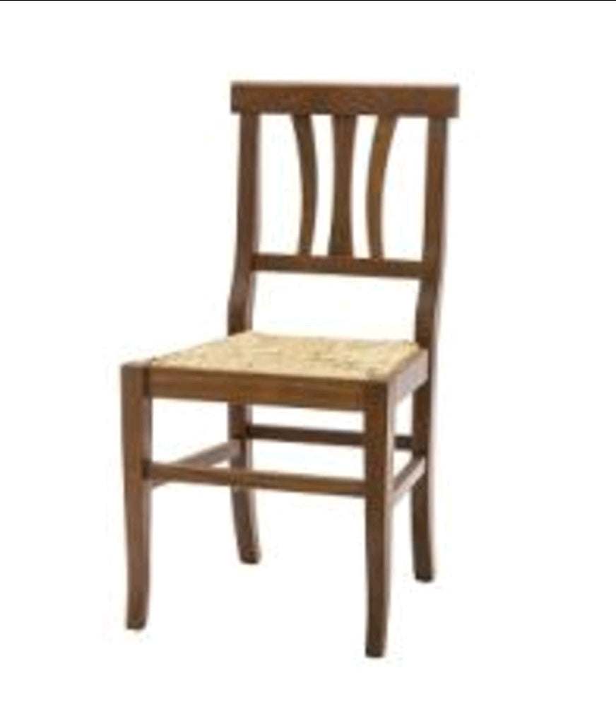 Sedia con fondino paglia, tinta Noce