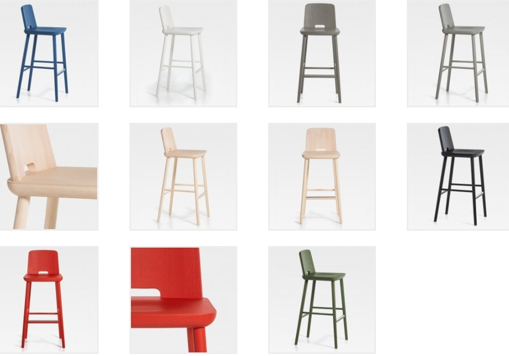 Sgabello legno con schienale di design