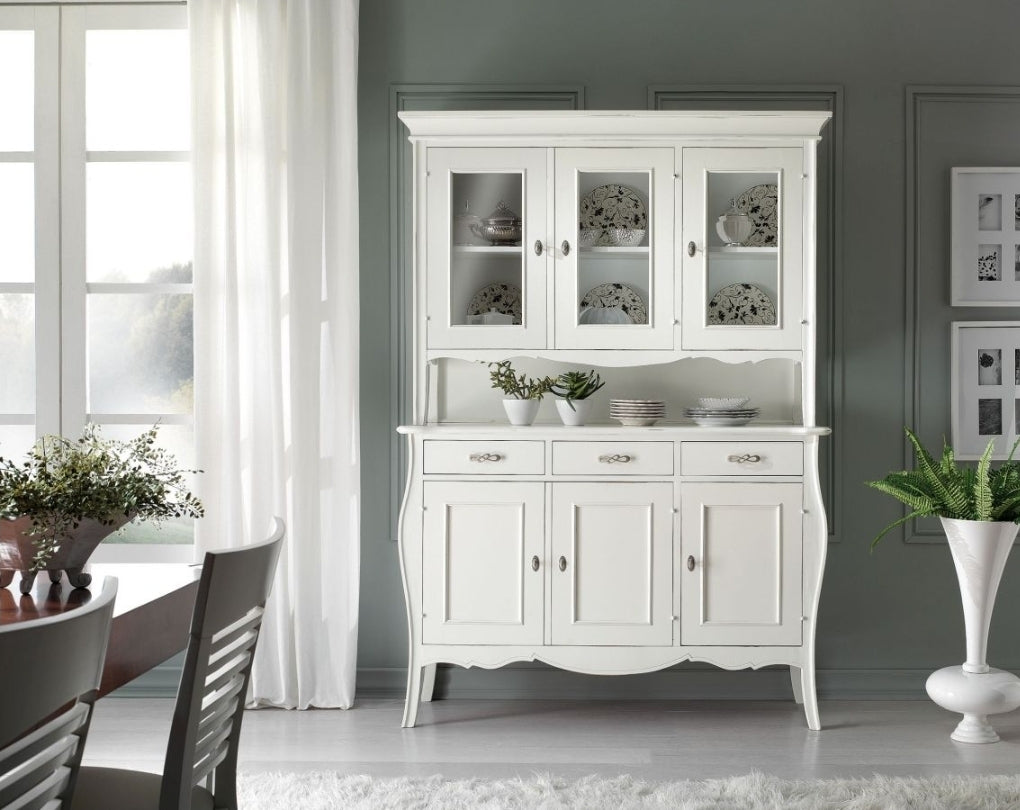 Mobile vetrina in legno massiccio bianco trento