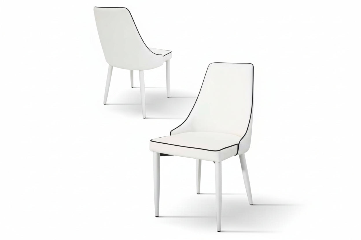 Sedia Contract Similpelle Bianco Bordo Nero