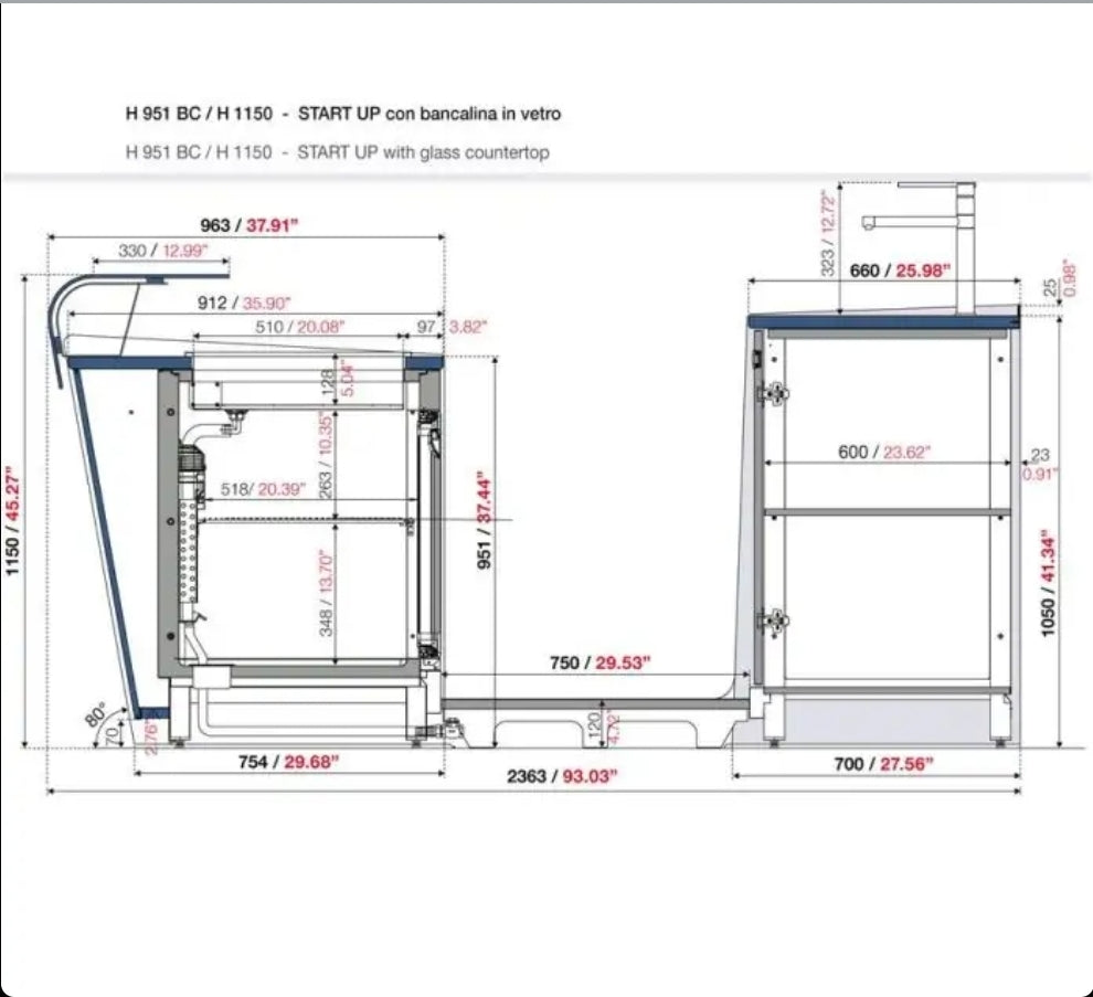 BANCO BAR E RETROBANCO - MOD. START UP L3500/DX H1150