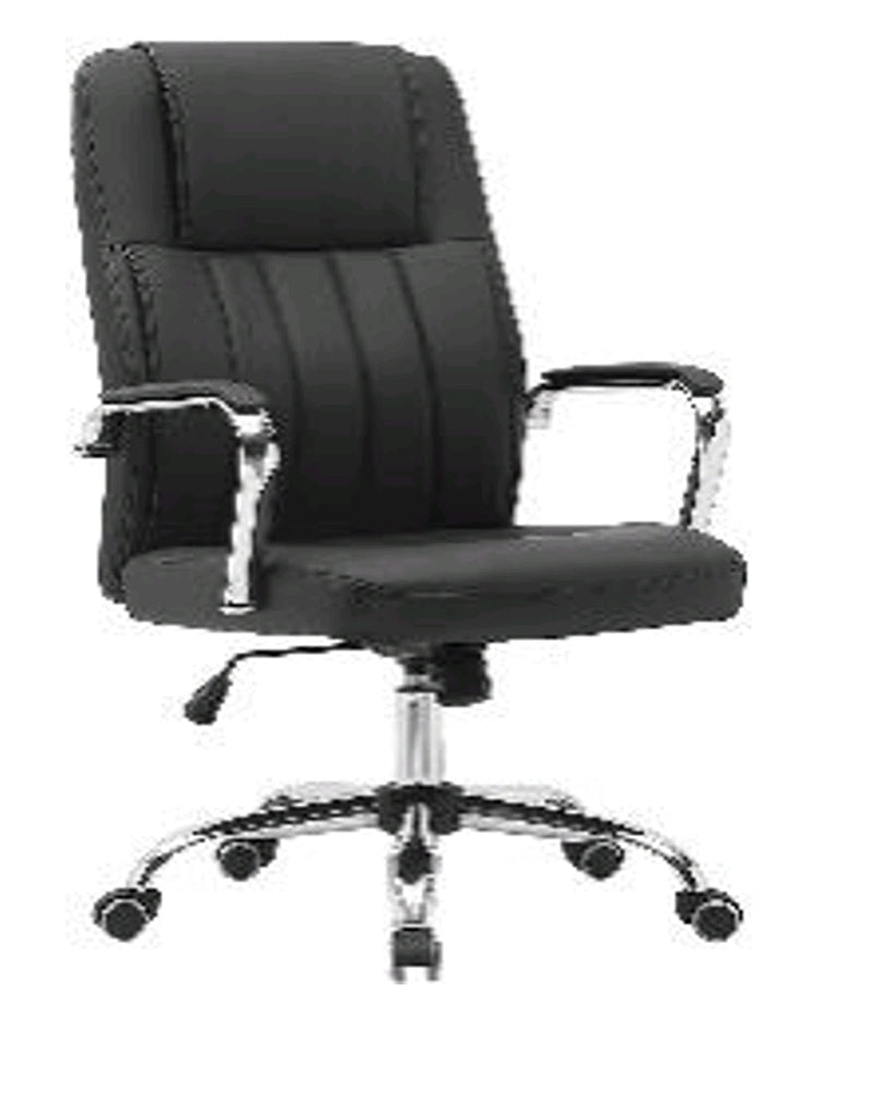 Poltrona Ufficio Direzionale in Ecopelle Imbottita con Seduta Ergonomica . Struttura in Acciaio Cromato con Ruote Antigraffio.