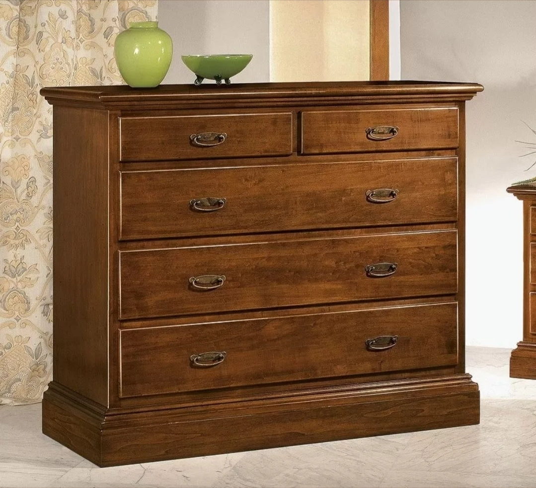 Gruppo 1 Cassettiera 2 Comodini legno arte povera tinta noce