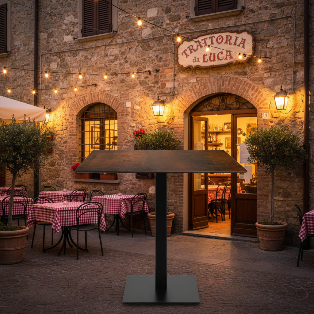 Tavolo da interno da esterno per ristorante 80x80 corten