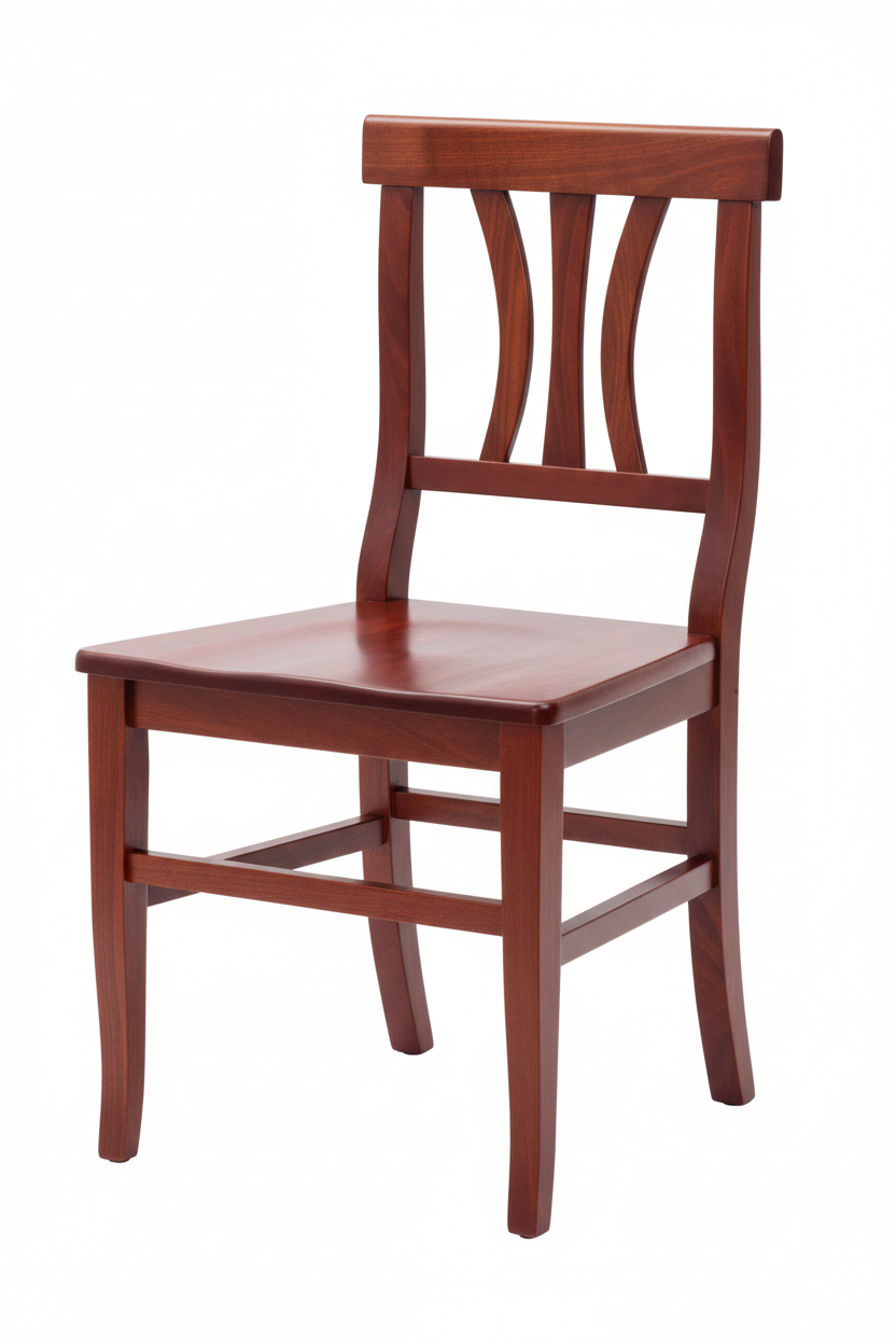 Sedia Rustica in Legno di Faggio con Sedile Massello tinta ciliegio