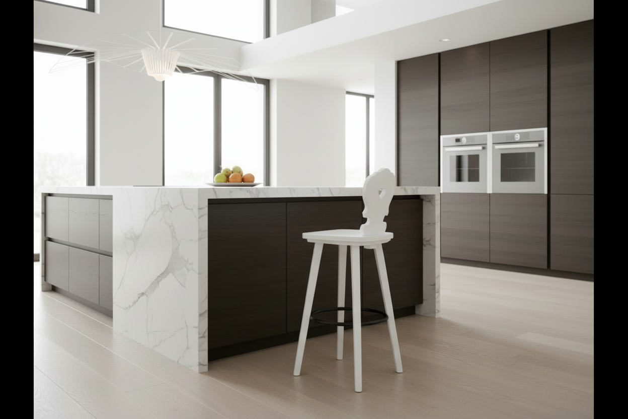 Sgabello Tirolese con Cuore Vienna SG colore bianco - Altezza 76 cm