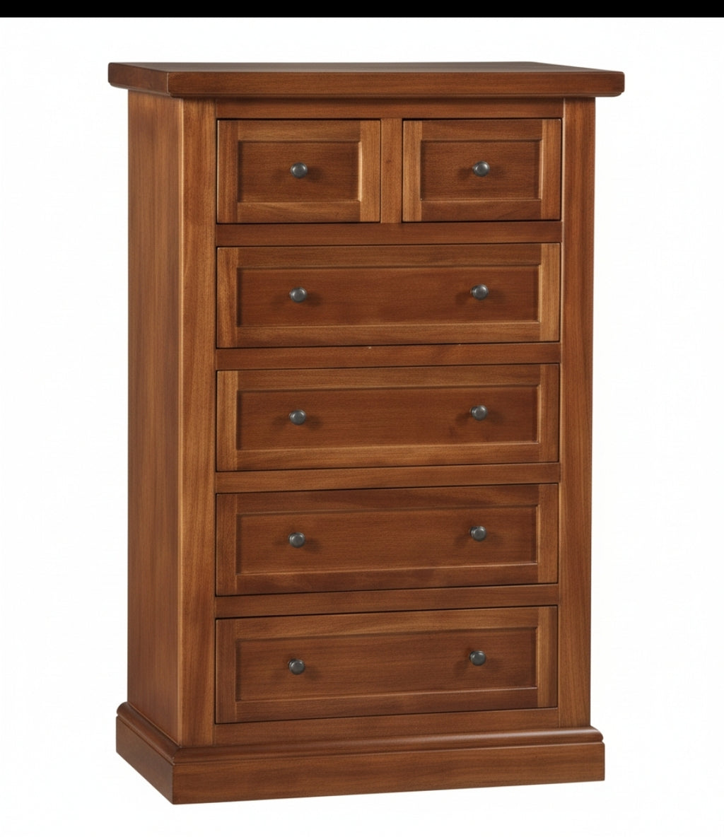 Cassettiera 6 Cassetti in Legno Massello Tinta Noce
