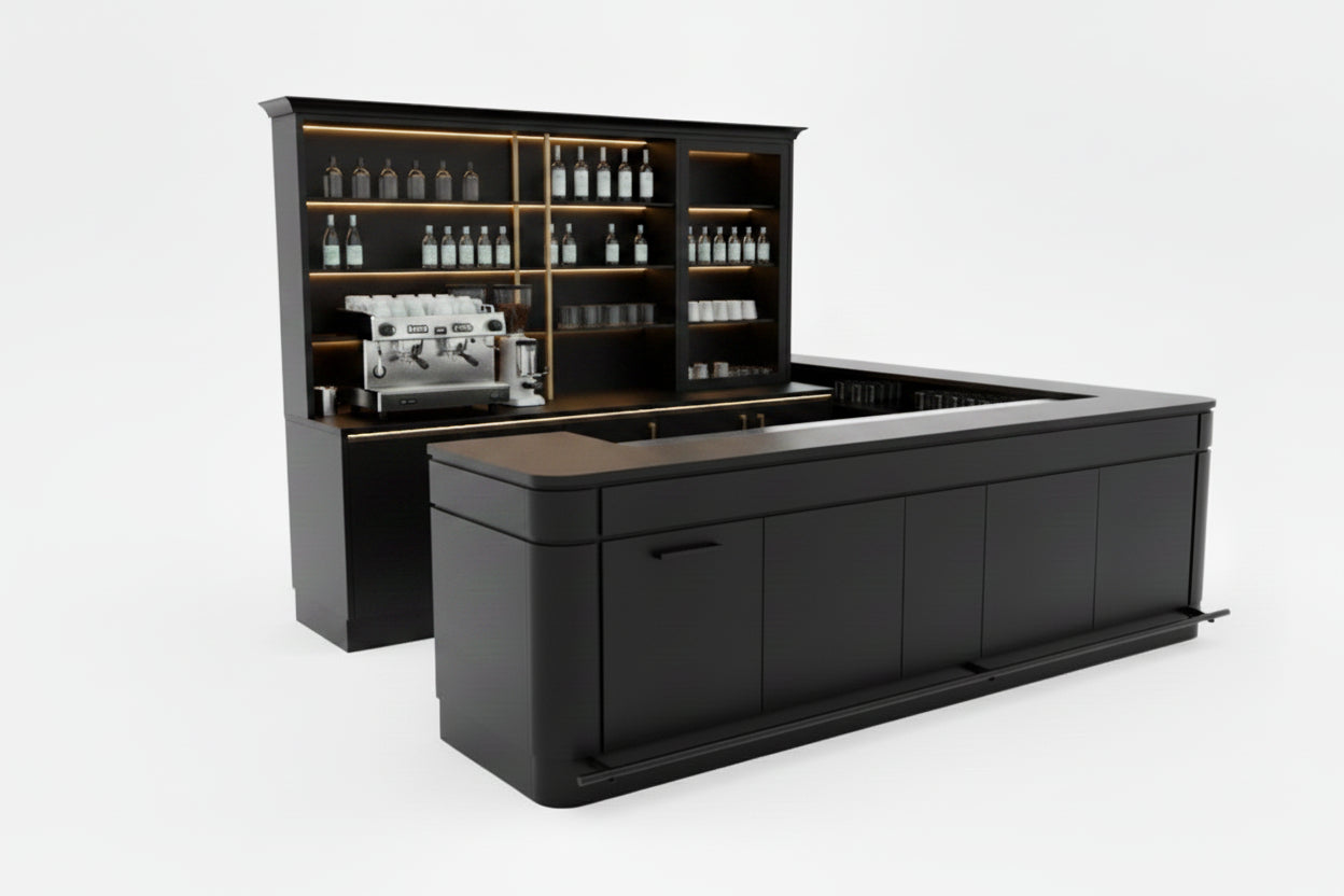 Bancone bar in legno tinta nero o bianco – Prezzo a partire da