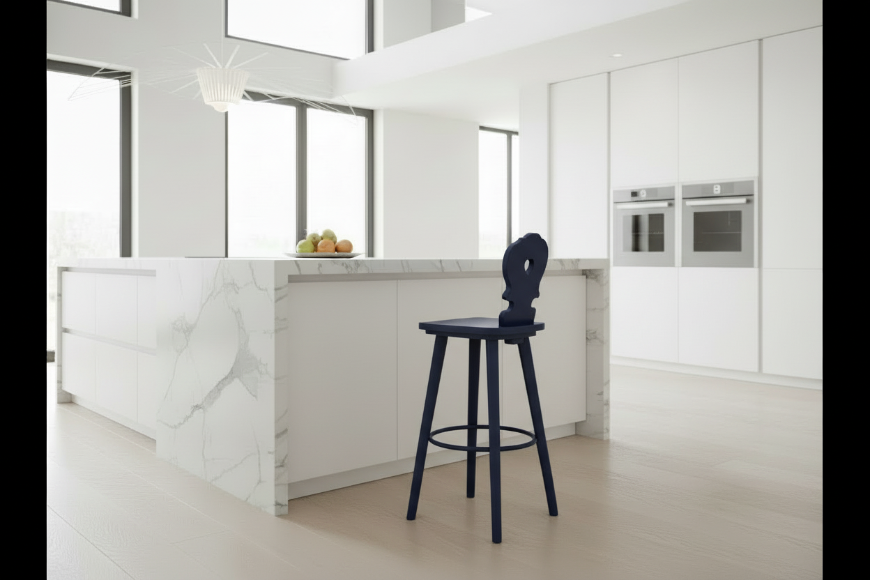 Sgabello Tirolese con Cuore Vienna SG colore nero - Altezza 76 cm