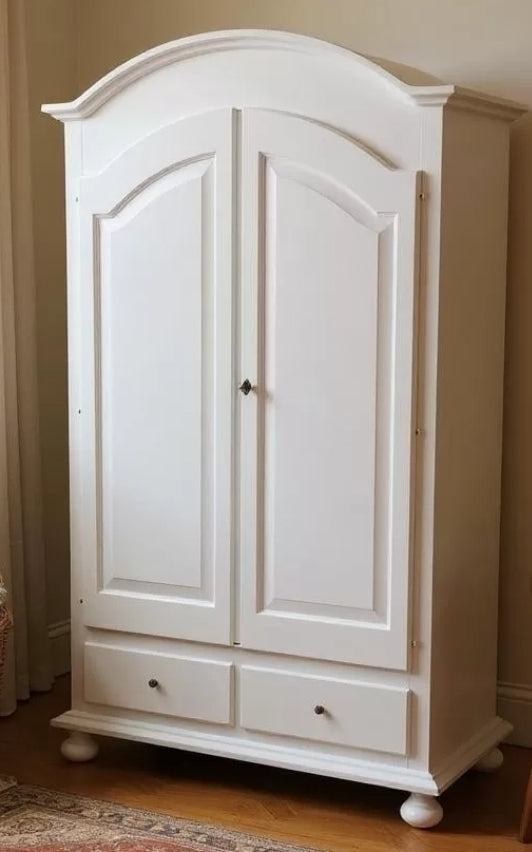 ARMADIO CAPPELLO TONDO BIANCO OPACO SHABBY 125x60x200 (1245)