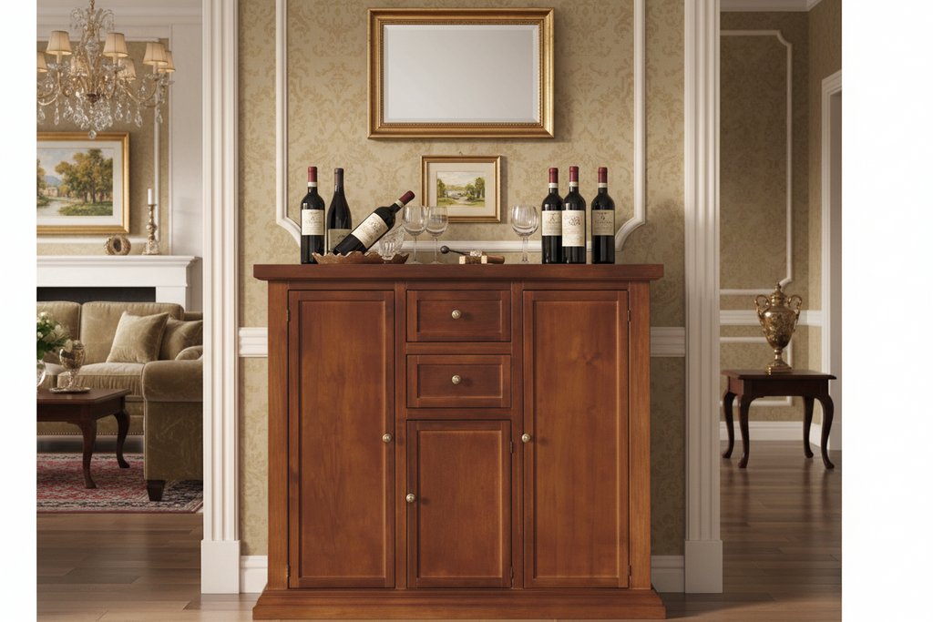 Credenza Tinta Noce 100x40x88 Arte Povera Massello Made in Italy