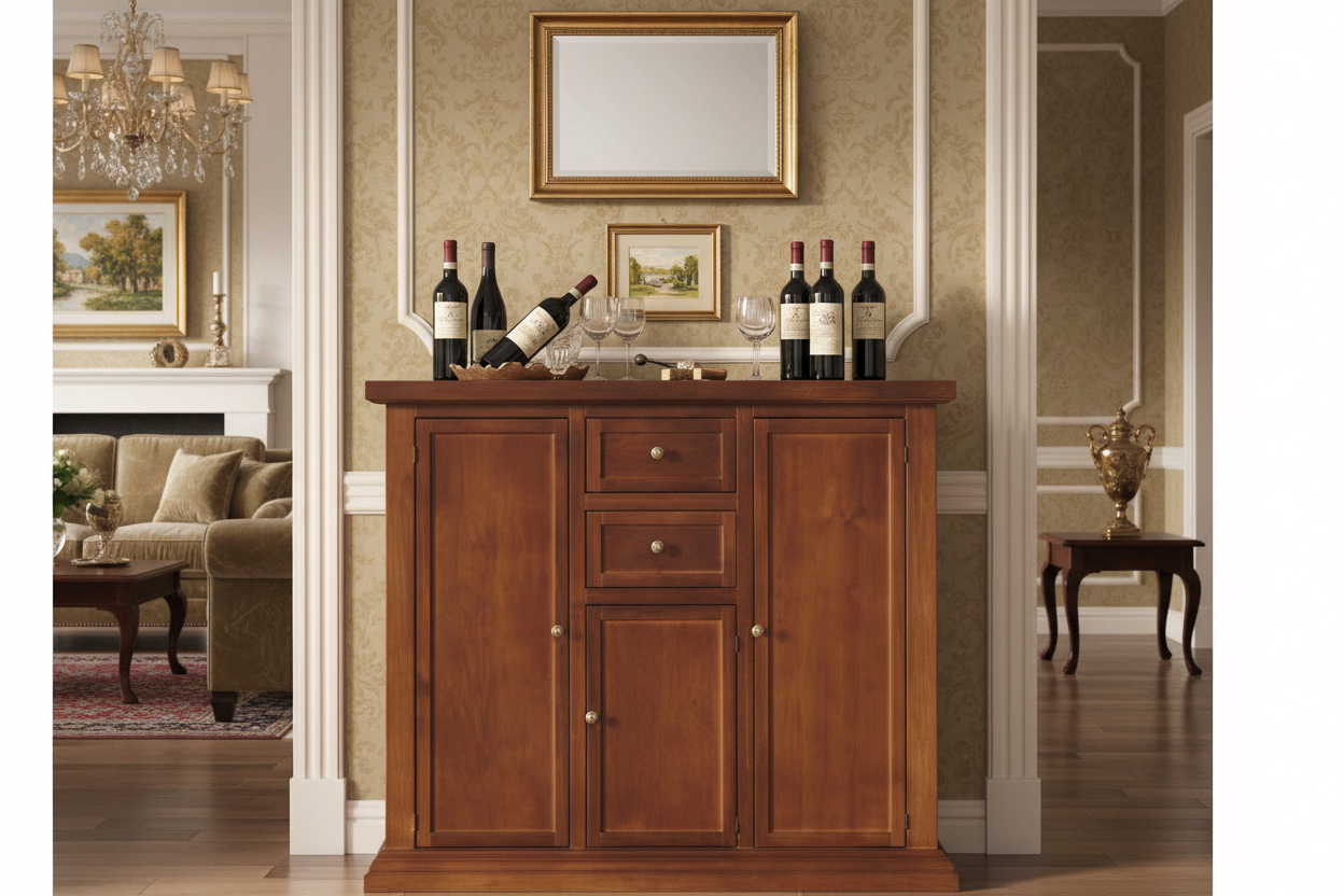 Credenza Tinta Noce 100x40x88 Arte Povera Massello Made in Italy