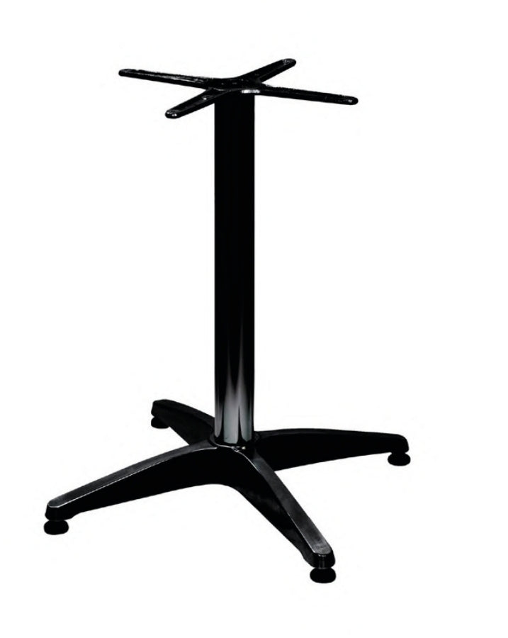 Base in alluminio a 4 razze con piedini regolabili. Adatta al 
montaggio di piani misura max 60x60.