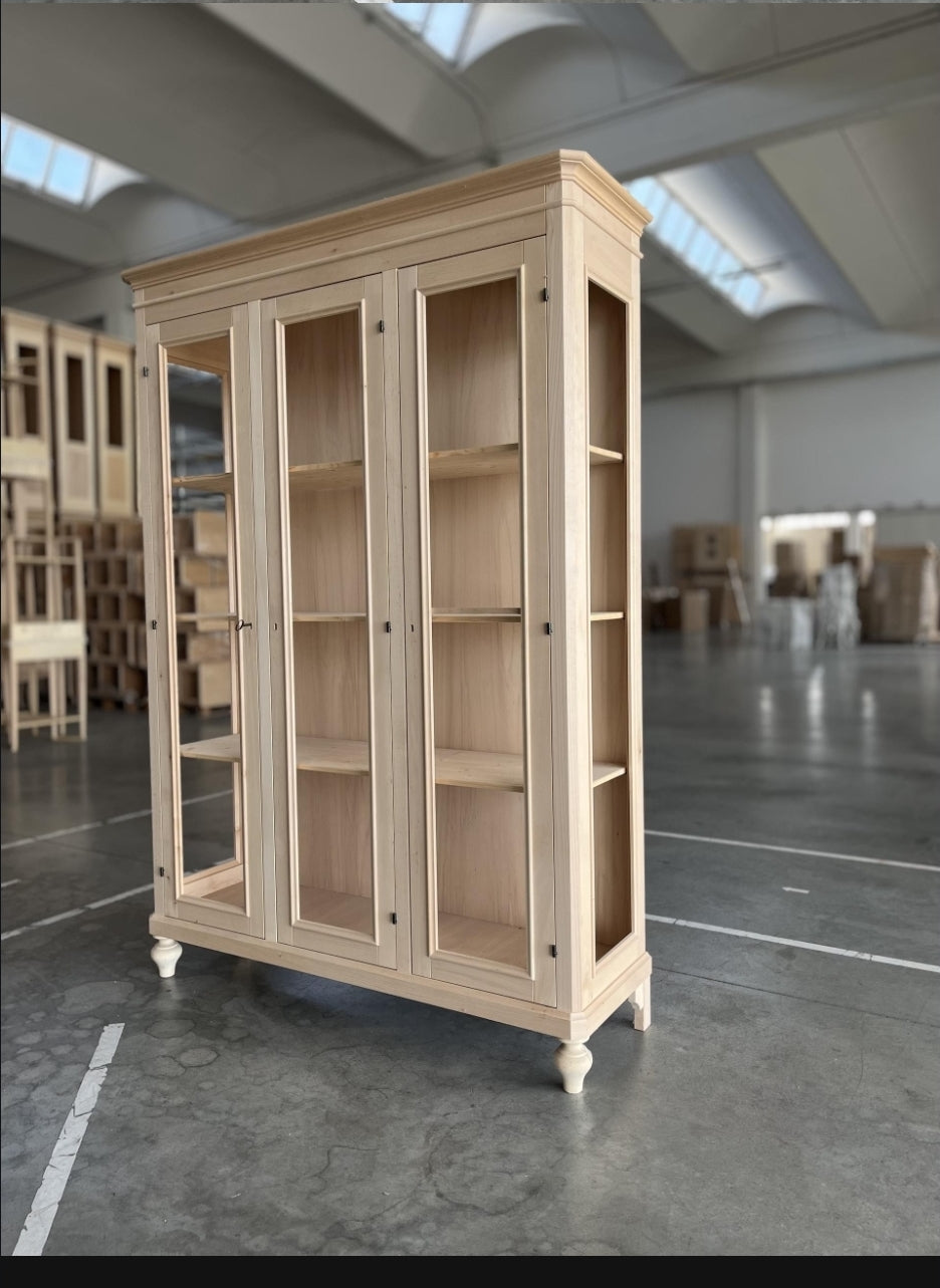 Vetrina 3 Porte in Massello di Pioppo