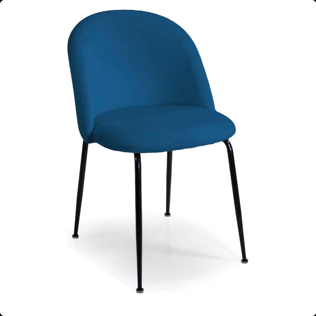 Sedia velluto Sammi blu struttura nero cm50x57h47/77,5
