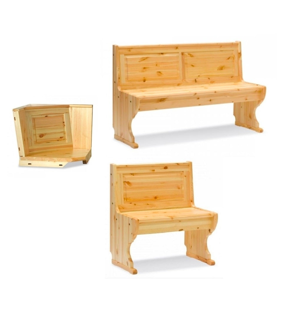 Angolo panca  misura 133x173 con cassonetto e tavolo fratino 130x80 e due sedie cuore tinta naturale