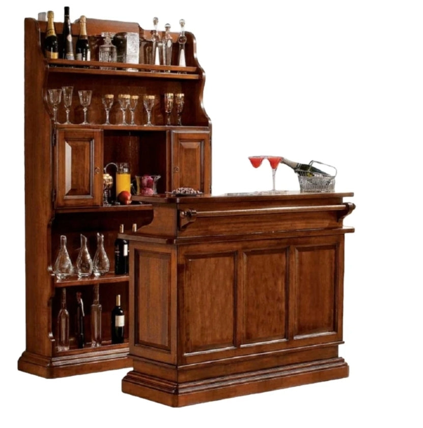 Mobile Bar Classico Arte Povera in Legno di Pioppo Tinta Noce