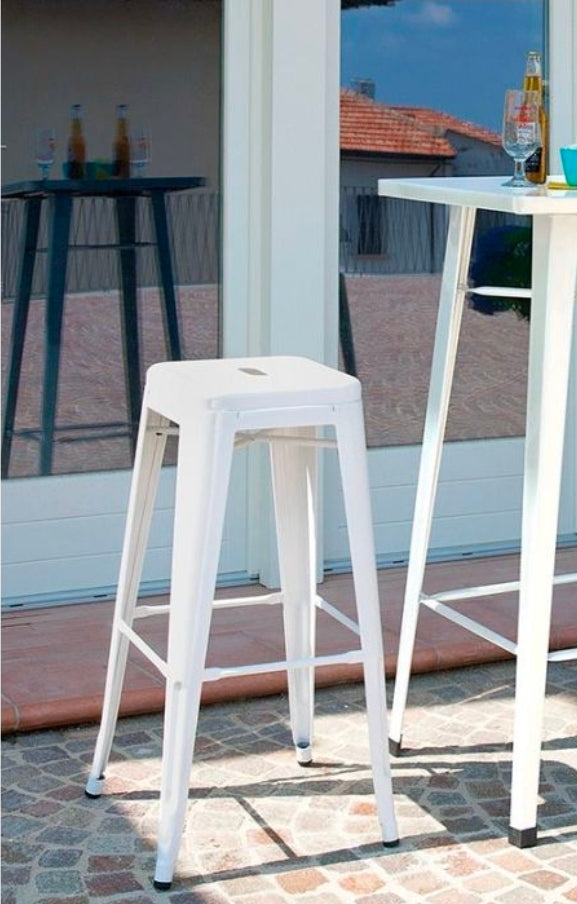 Sgabello da bar in lamiera galvanizzata