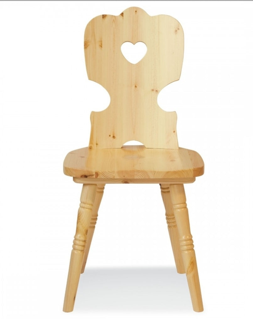 Sedia Tirolese in Pino con Cuore - Gambe Tornite