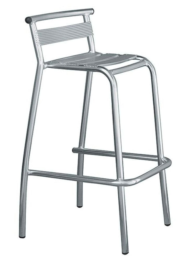 Sgabello da bar in alluminio con schienale