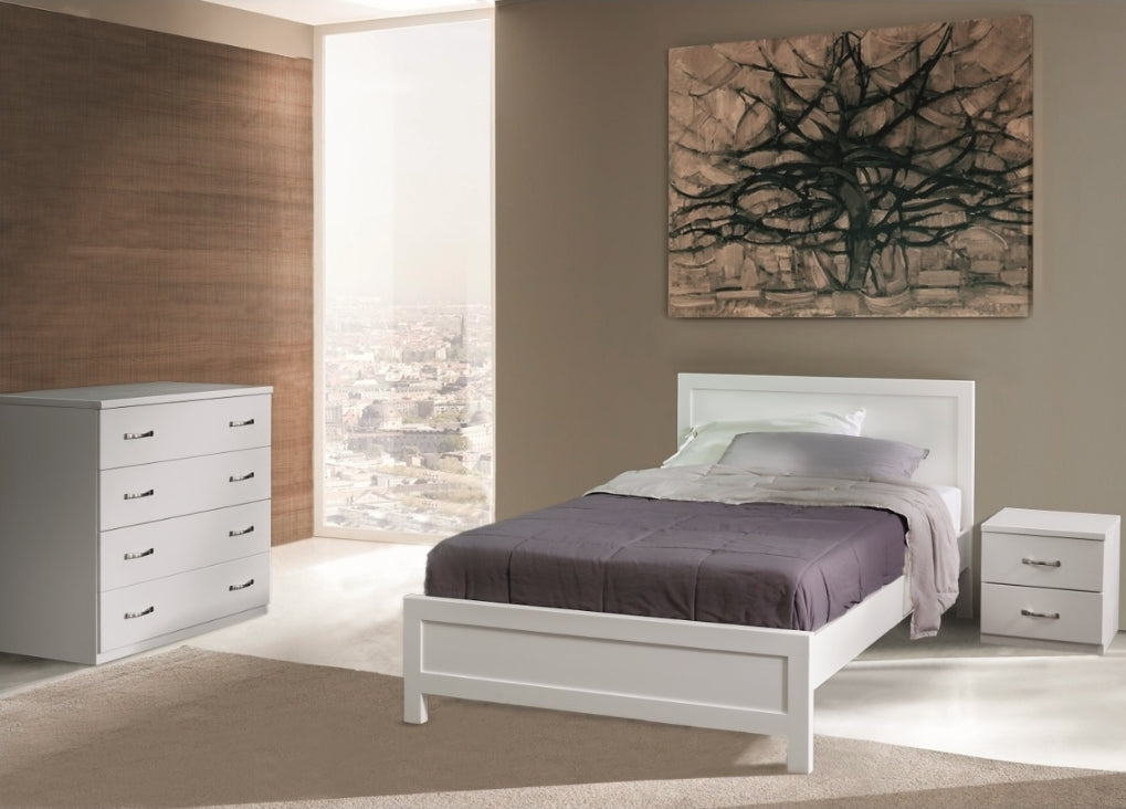 Letto Una Piazza e Mezza a Giroletto in Pino Massiccio - Testiera Rettangolare