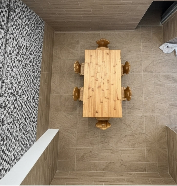 Set Completo Angolo Panca 133x173 con Tavolo Fratino 130x80 e 2 Sedie Tirolesi Cuore Roma Bergamo Pavia