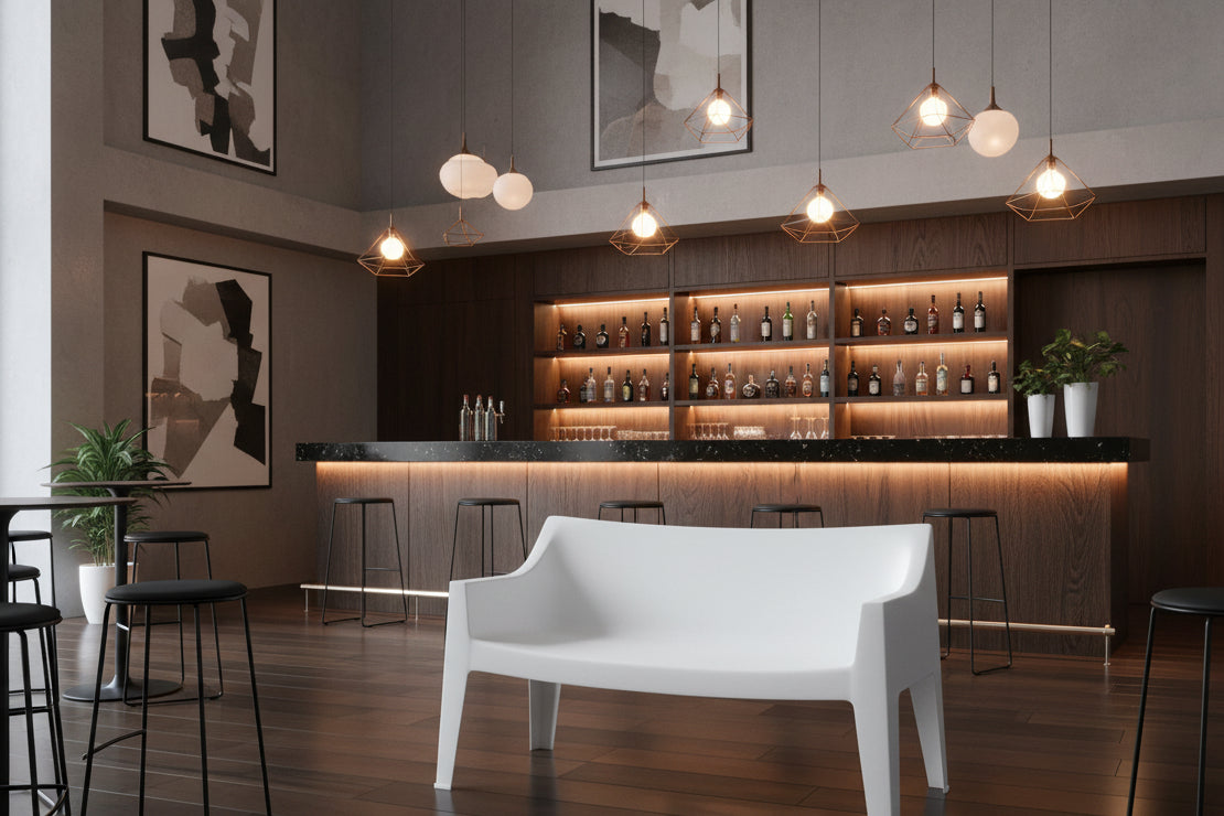 Divanetto polipropilene- Made in Italy per arredo bar, piscina, giardino