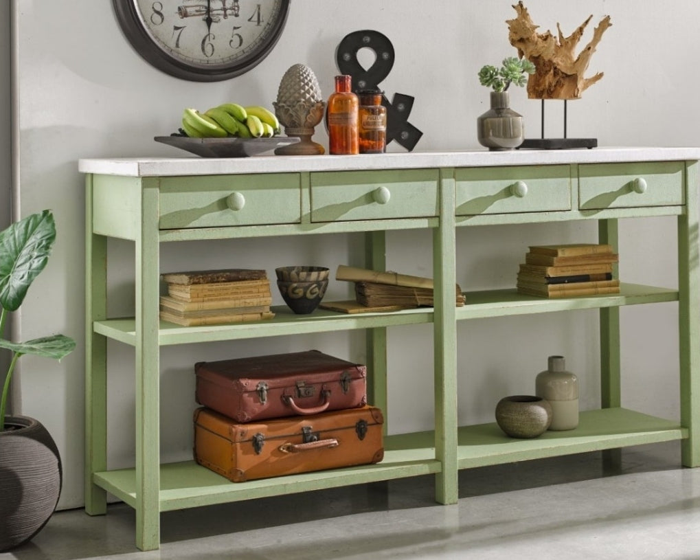 Bancone Abete Massiccio 4 Cassetti e 2 Ripiani