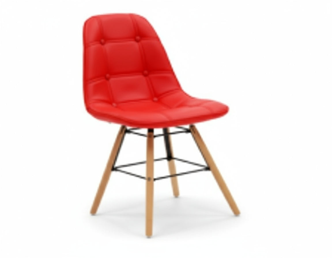 Sedia Ecopelle Rosso con Bottoni per bar e casa