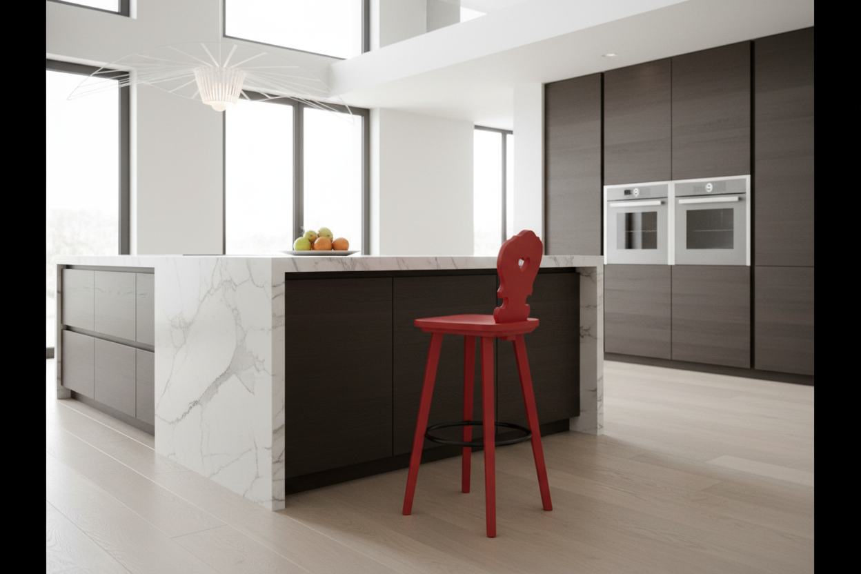 Sgabello Tirolese con Cuore Vienna SG - Altezza 76 cm