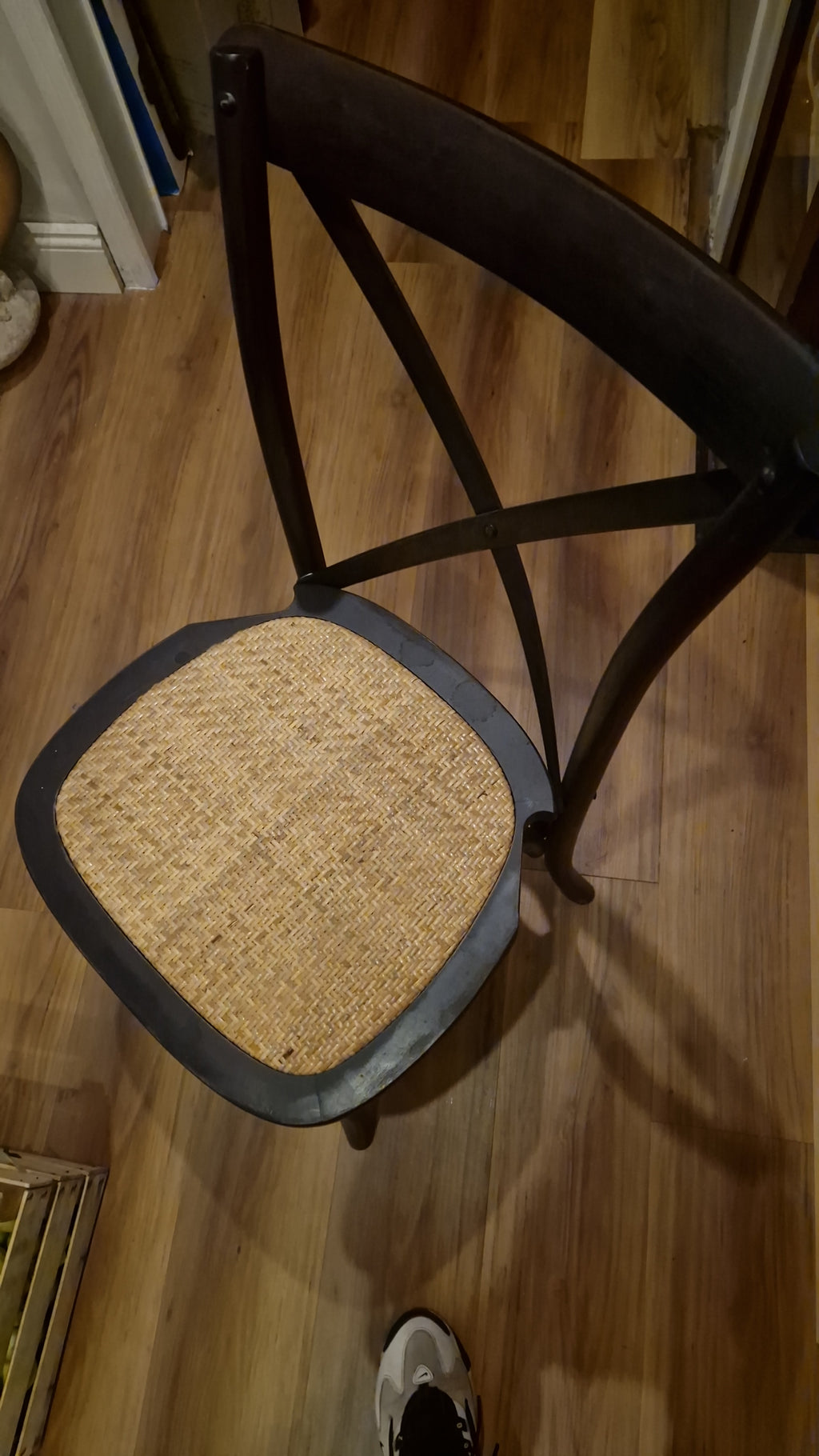 Sedia Thonet in massello e seduta in rattan finitura nero impilabili per  bar bistrot orosei , la spezia
