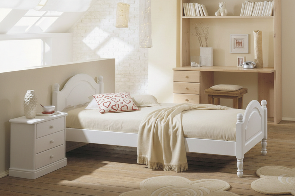 Letto Singolo in Pino Sondrio - tinta bianco