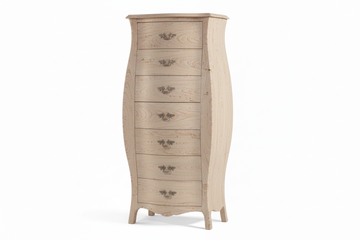 Settimino 7 cassetti finitura legno grezzo