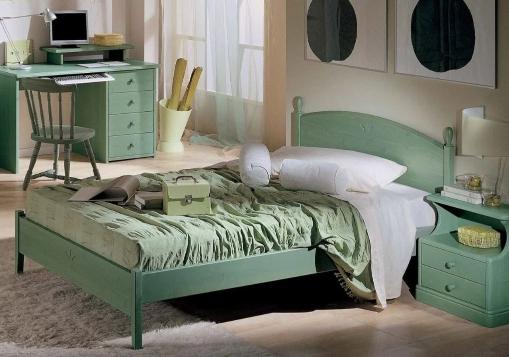 Letto 1 Piazza e Mezza Pino Massiccio con Testiera Curva