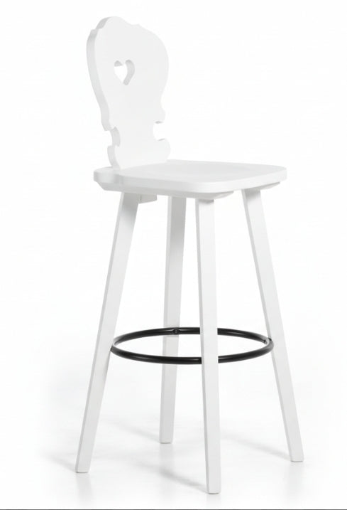 Sgabello Tirolese con Cuore Vienna SG colore bianco - Altezza 76 cm