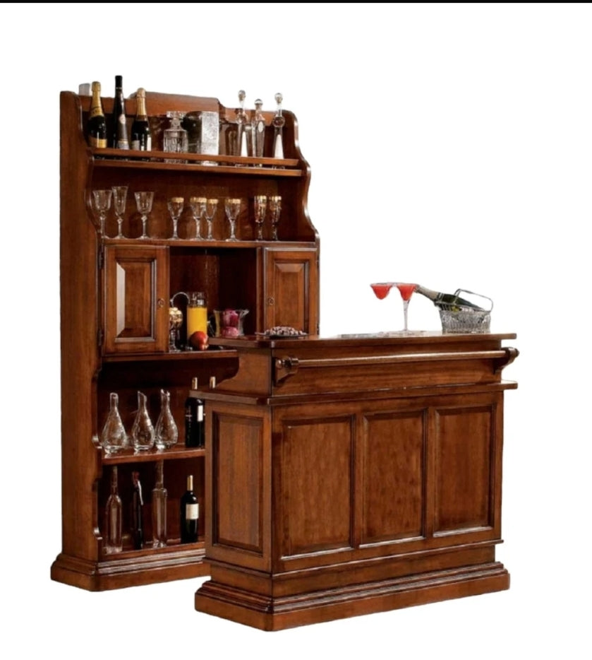 Mobile per irish pub  Artigianale in Legno di Pioppo Tinta Noce con Dispensa