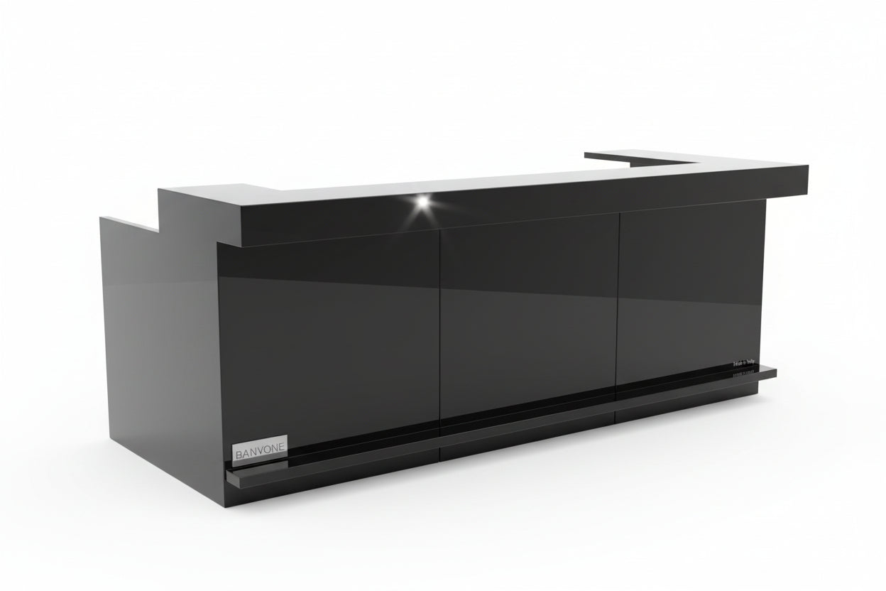 Bancone bar senza bancalina neutro realizzato con pannelli e struttura legno metri lineare 3