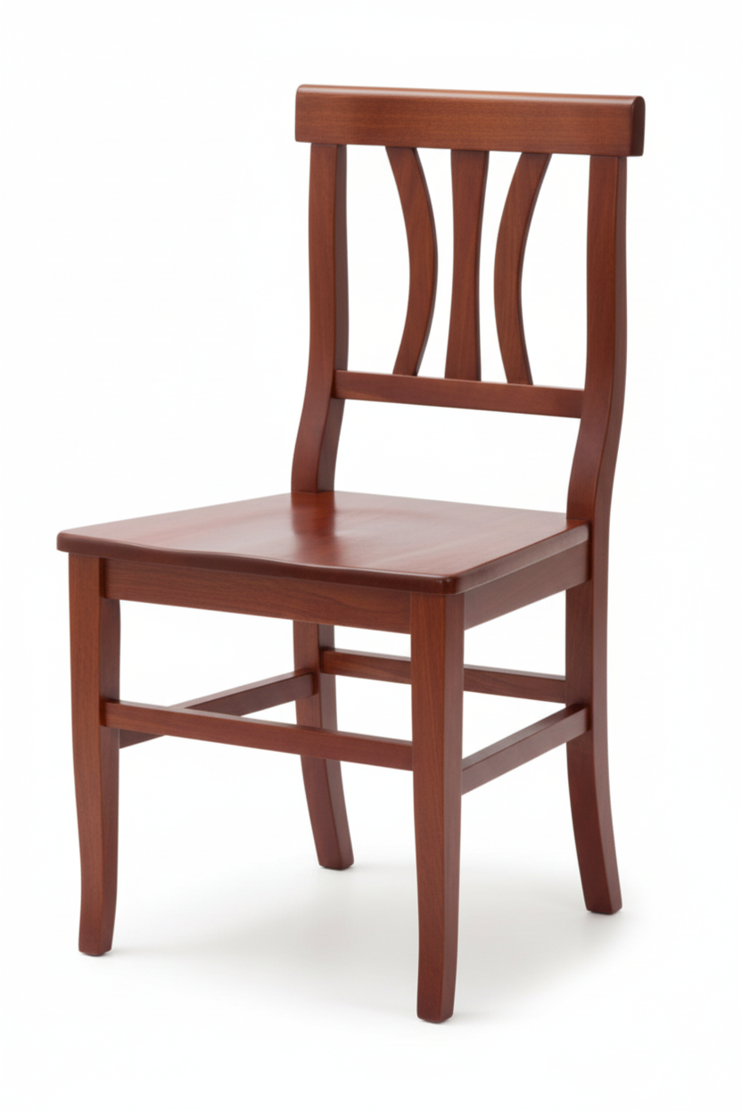 Sedia Rustica in Legno di Faggio con Sedile Massello tinta ciliegio