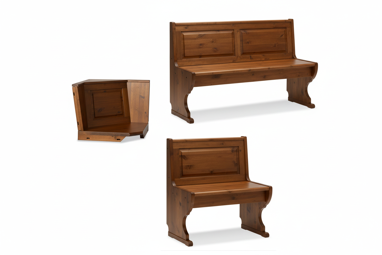 Angolo panca  misura 133x173 con cassonetto e tavolo fratino 130x80 e due sedie cuore tinta noce