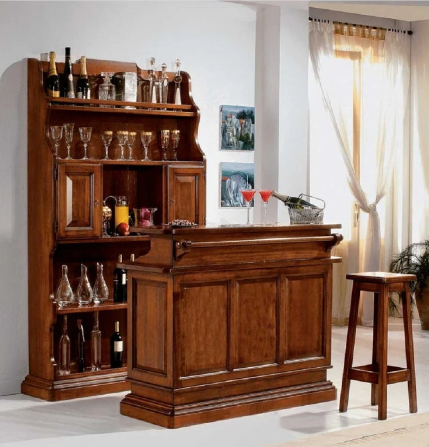 Mobile per irish pub  Artigianale in Legno di Pioppo Tinta Noce con Dispensa