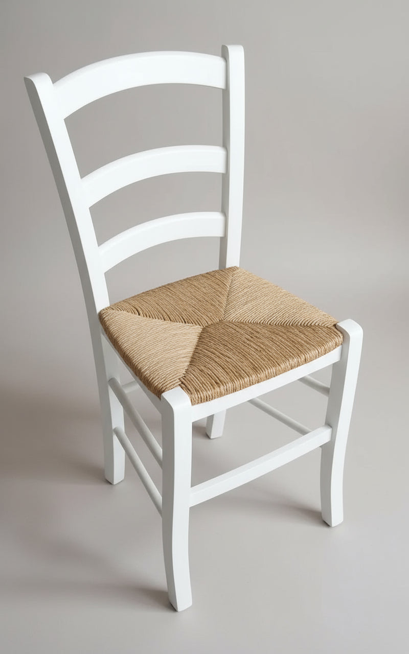 Sedia In Faggio Bianca con Seduta in Paglia