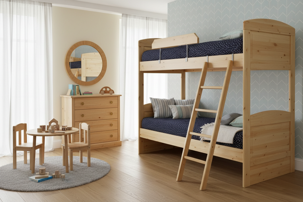 Letto a castello in pino massiccio