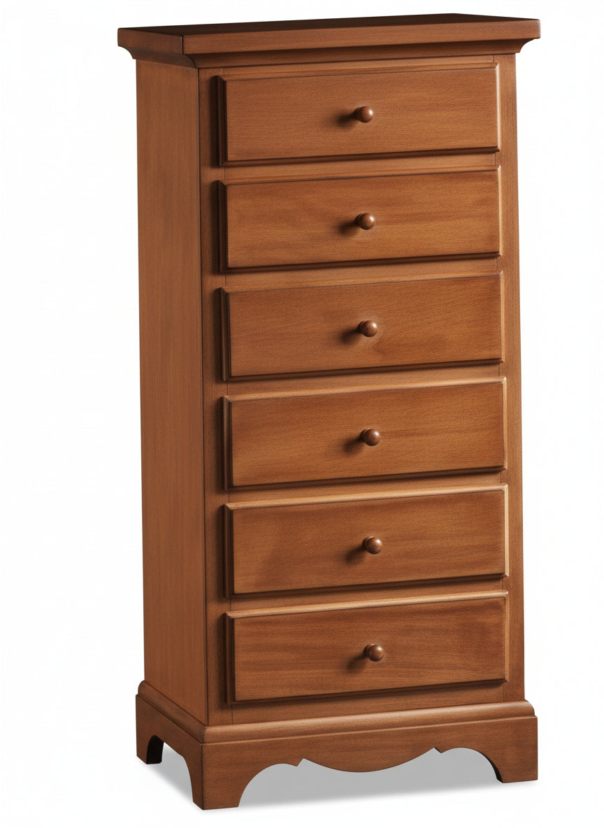 Cassettiera arte povera 6 cassetti in legno tinta noce 50x35x105