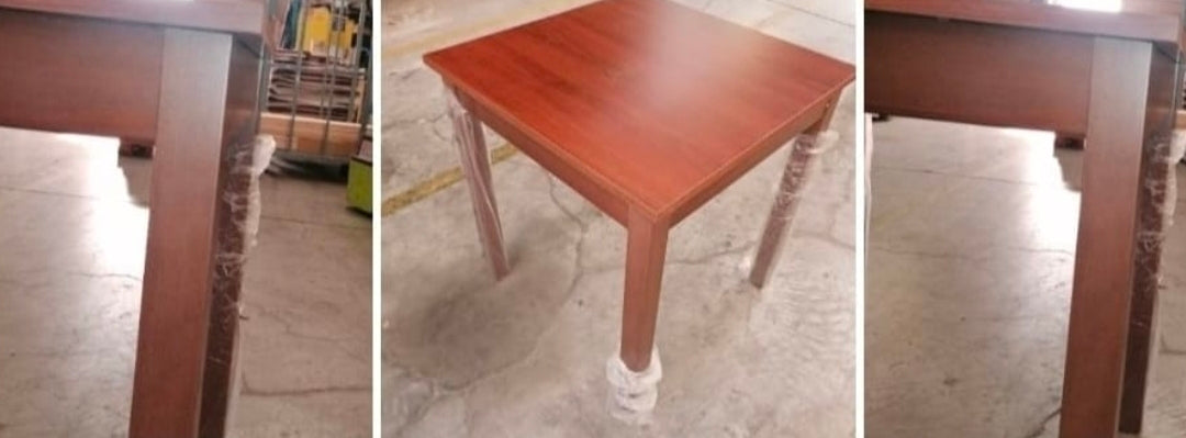 N08 Tavolo quadrato tinta noce con gamba quadrata 51 cm in faggio tinta noce e piano melaminico nobilitato noce misure 80x80x2 bordo abs con 4 prolunga 80x60x2 melaminico nobilitato