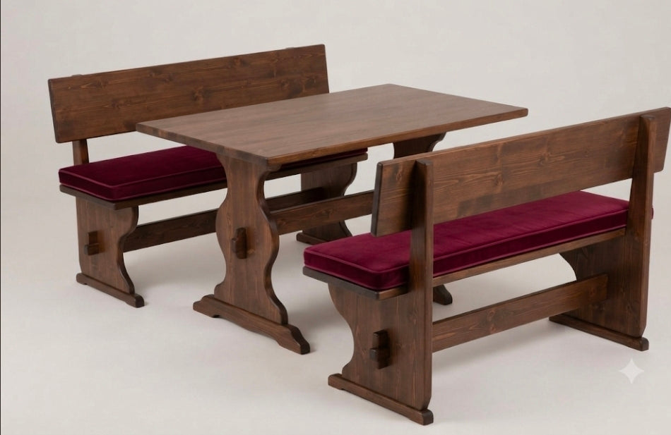 Set Panca e Tavolo Fratina in Legno – 2 Panche + 1 Tavolo per pub