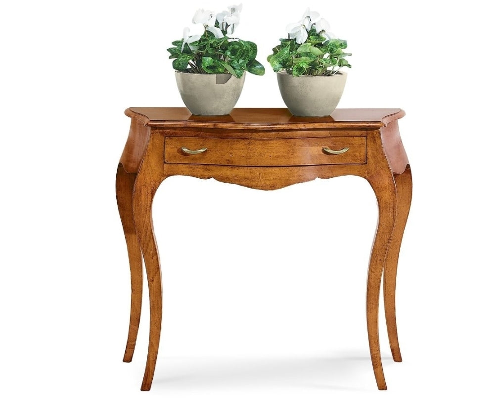 Consolle Sagomata in Legno Massiccio con Cassetto - Finitura Bassano