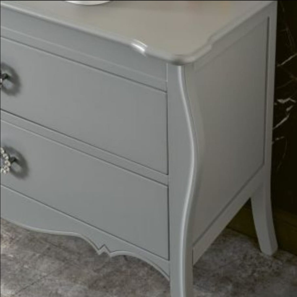 Mobile Bagno 2 Cassetti con Lavabo e Specchio - Grigio Opaco