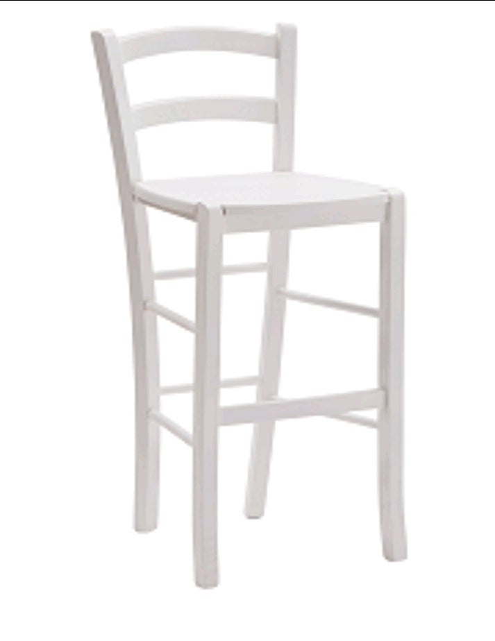Sgabello con fondino legno, laccato bianco