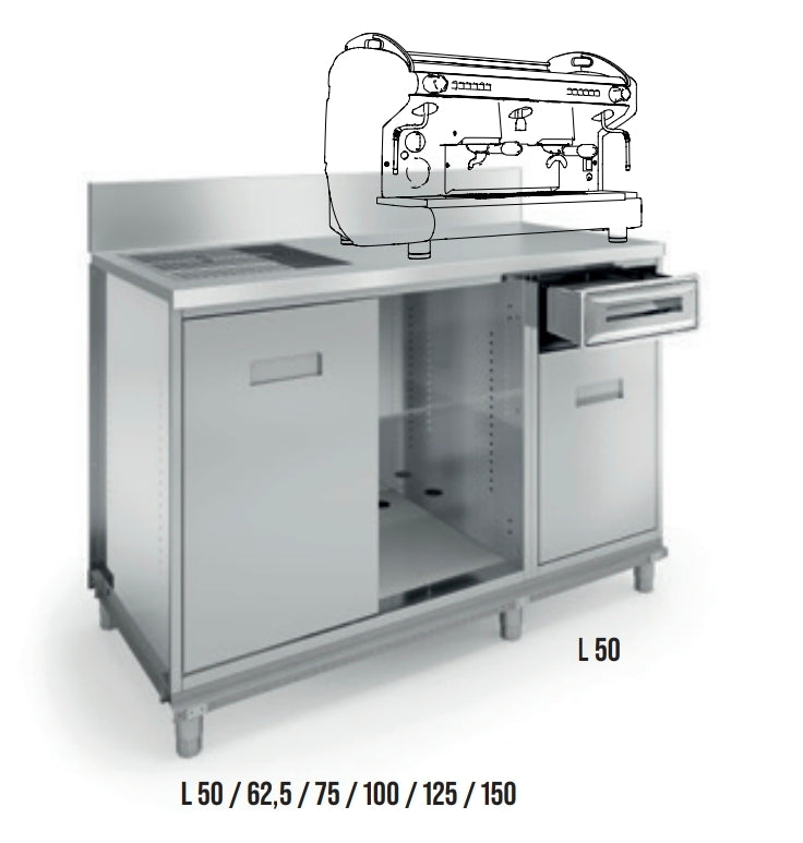 BANCO MACCHINA CAFFÈ CASSETTO CON BATTIFILTRO - COFFEE MACHINE COUNTER DRAWER WITH GROUNDS HOPPER