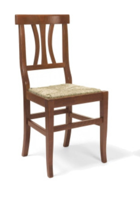 Sedia Arte Povera Seduta Paglia Tinta Noce - Arredo Ristorante Rustico Contract